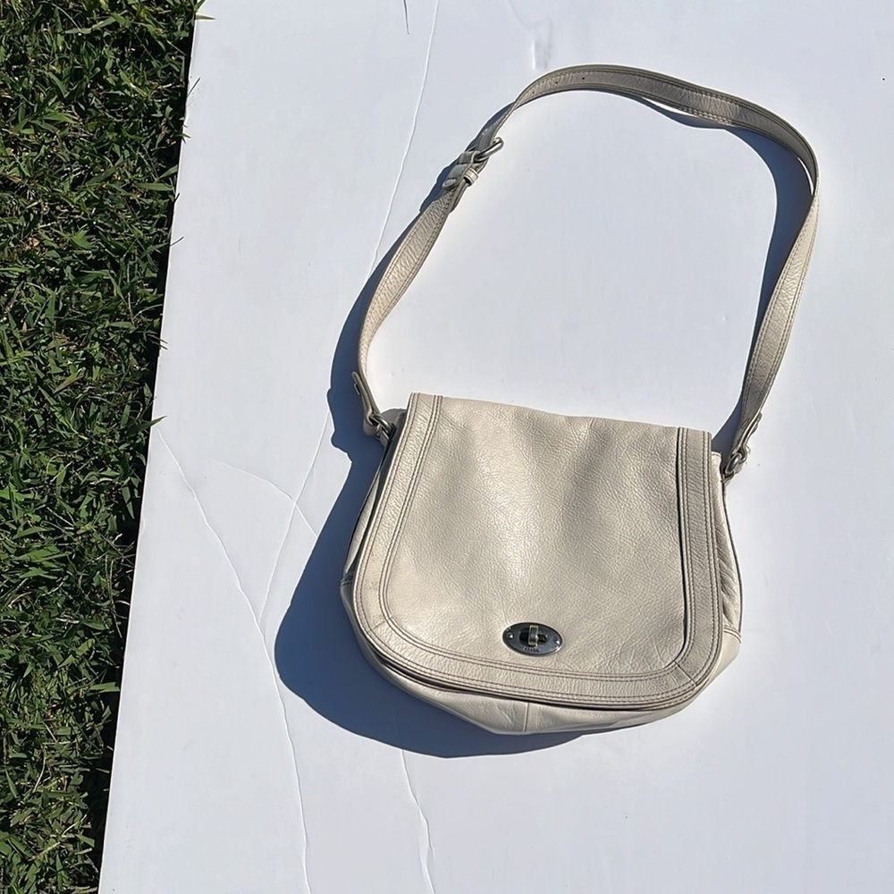 VTG-fossil-Marlow flap shoulder bag, turn lock off white,purse, hand bag.ZB5563